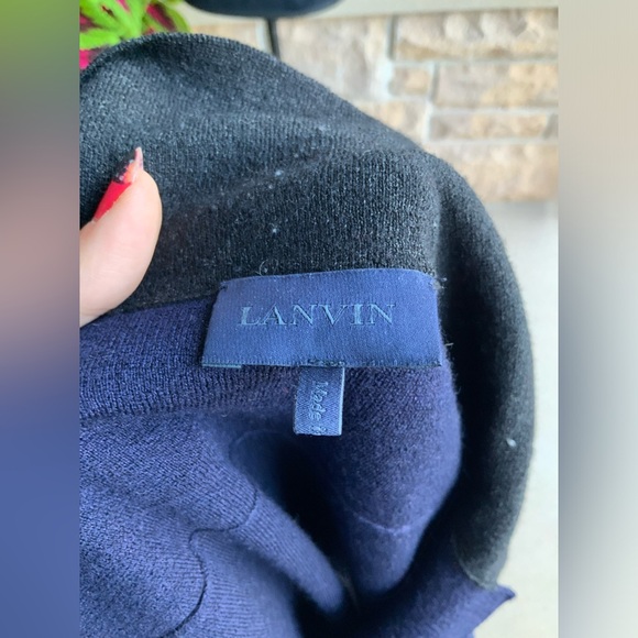 LAVIN Wool Silk Button Navy Black Sweater Cardigan Women’s SZ L/G Made in Italy - Picture 5 of 16